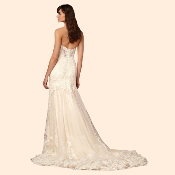 Eddy K BHLDN Leigh Strapless Lace Wedding Dress Ivory